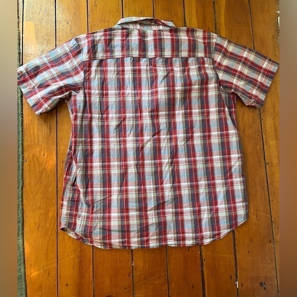 Columbia Plaid Collar Button Down Dress Shirt Short Sleeve Large - Picture 4 of 4